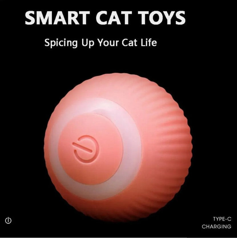 USB Charging Automatic 360 Degree Automatic Pet Rolling Ball For Puppy Cats Kitten - Pink_3