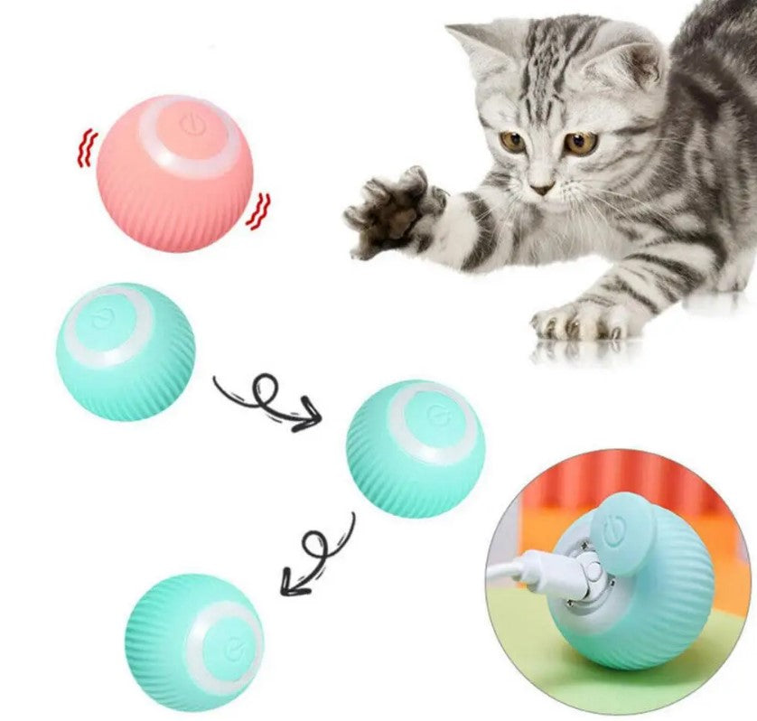 USB Charging Automatic 360 Degree Automatic Pet Rolling Ball For Puppy Cats Kitten - Pink_2