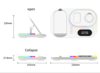 3in1 30W Wireless Charger with Clock, Fast Charging RGB Atmosphere Light - White_2